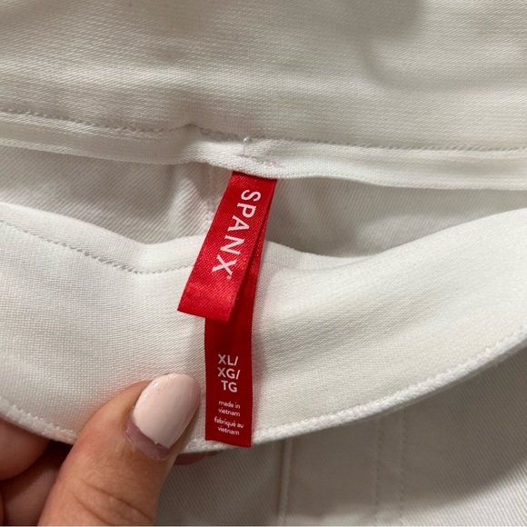 New No Tags Spanx Stretch Twill Cropped Wide Leg White Pants Womens Size XL - Picture 6 of 11
